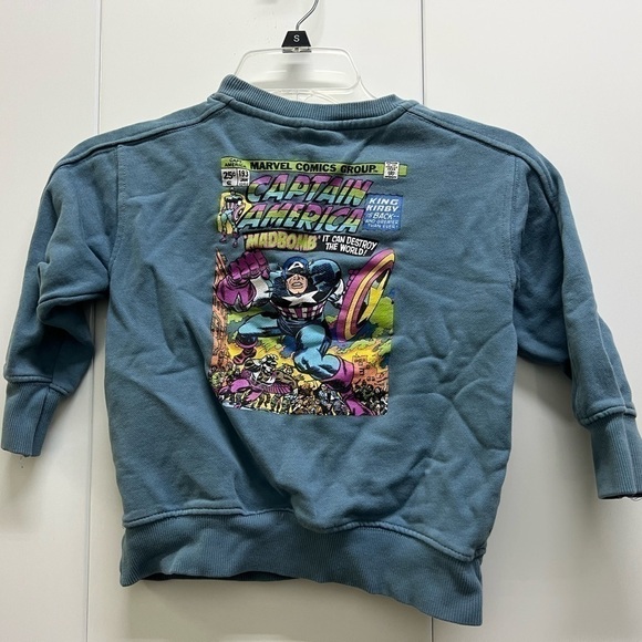 Zara Marvel Comics Captain America 3/4 Sleeve Crew Neck Sweatshirt - Picture 2 of 3